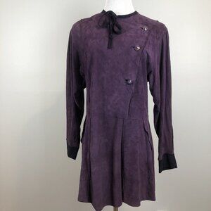 Grownbeans Karen Groner Purple Leather Dress Tunic Size Medium Vtg Goth Vamp